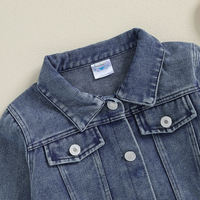 Pudcoco Baby Girl Denim Jacket Big Sis Embroidery Lightweight Long Sleeve Button Cardigan Coat Infant Spring Fall Outwear 1-5T - Image 5